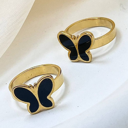 Double Layer Butterfly Ring - Stainless Steel