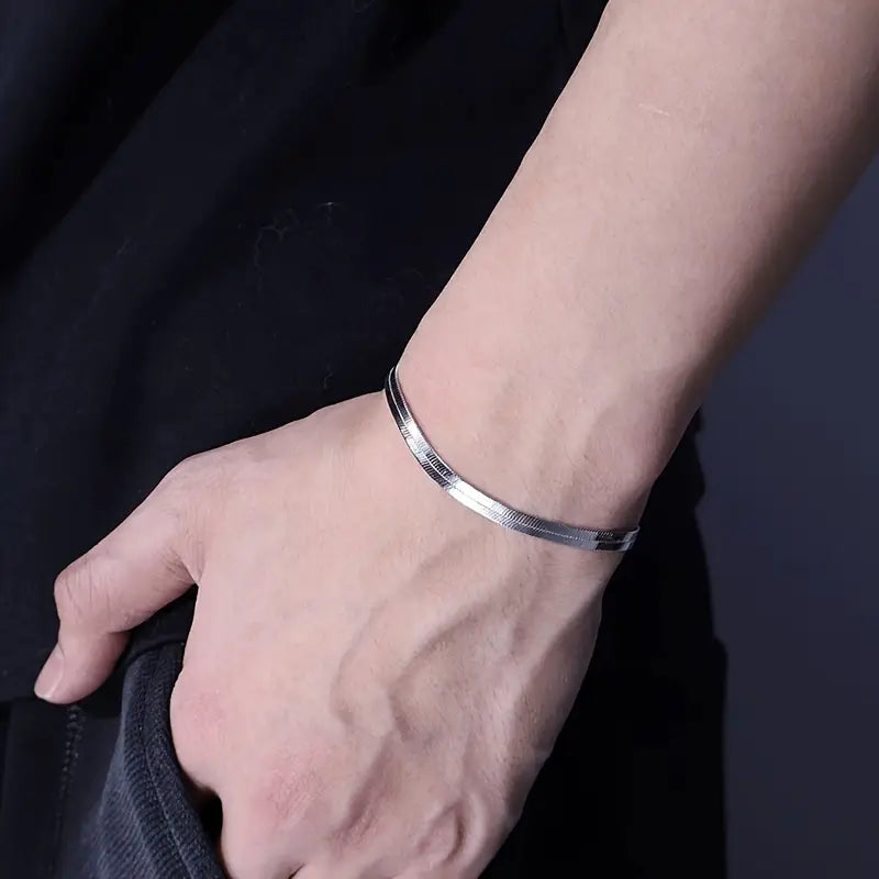Silver Snake Chain Bracelet - Stainless Steel