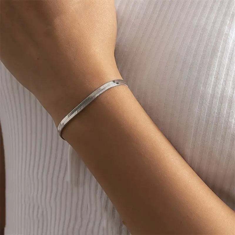 Silver Snake Chain Bracelet - Stainless Steel