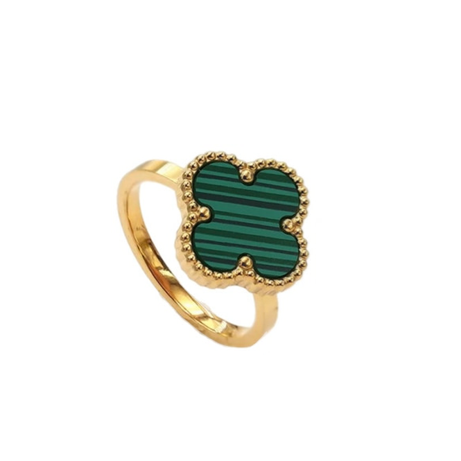 Green Clover Ring - Stainless Steel