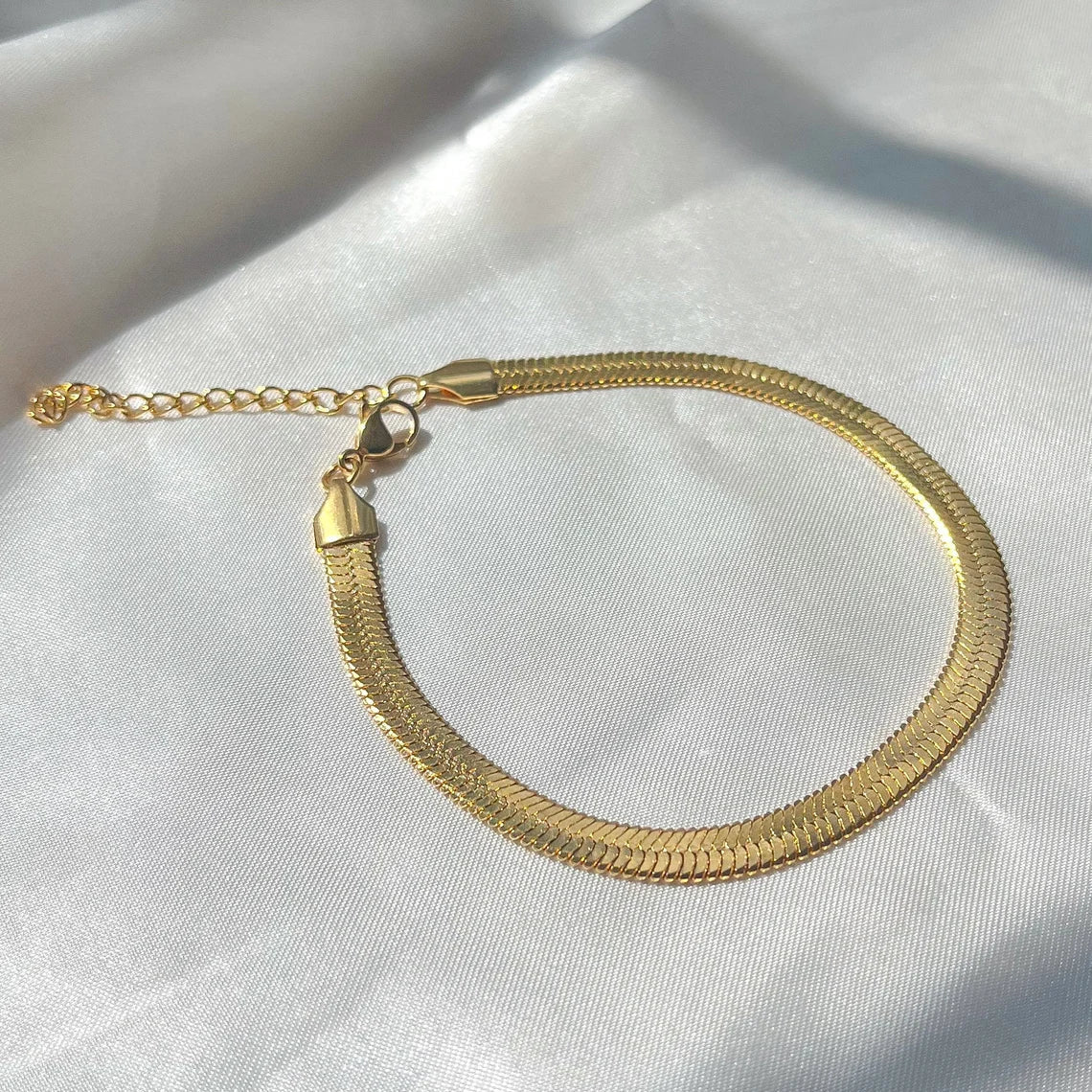 2 Snake Chain Bracelets (Golden + Silver) - Stainless Steel