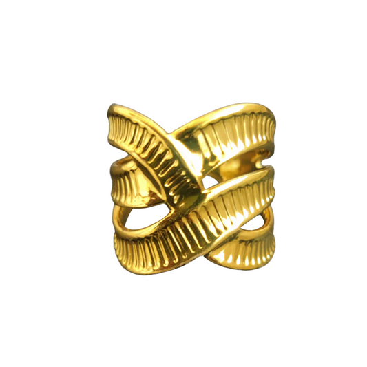 Wave Pattern Adjustable Ring - Stainless Steel