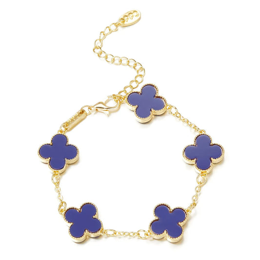4 Leaf Blue Clover Bracelet - Stainless Steel