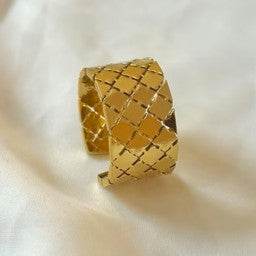 Square Pattern Link Ring - Stainless Steel