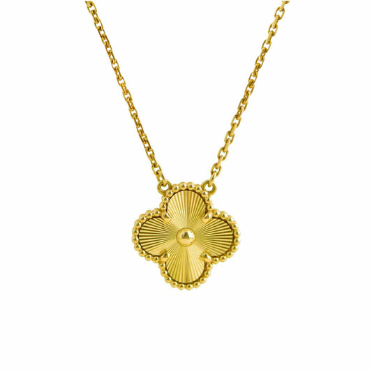 Golden Four Leaf Clover Necklace - Stainless Steel