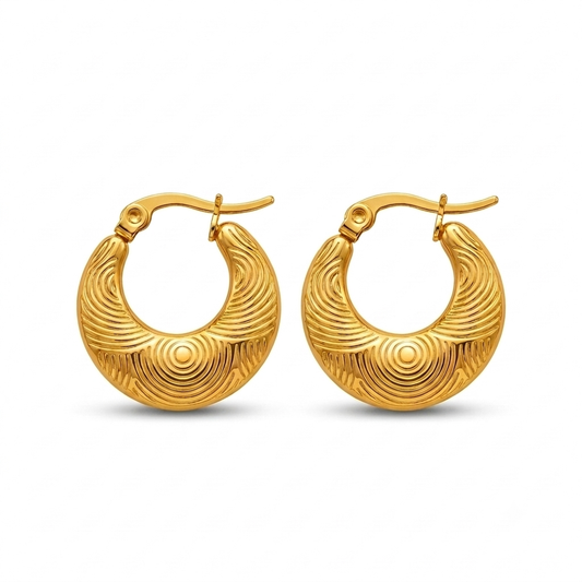 Greek Pattern Hoops Earrings - Stainless Steel