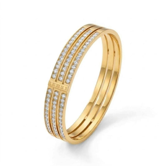 Triple Row Diamond Bracelet - Stainless Steel