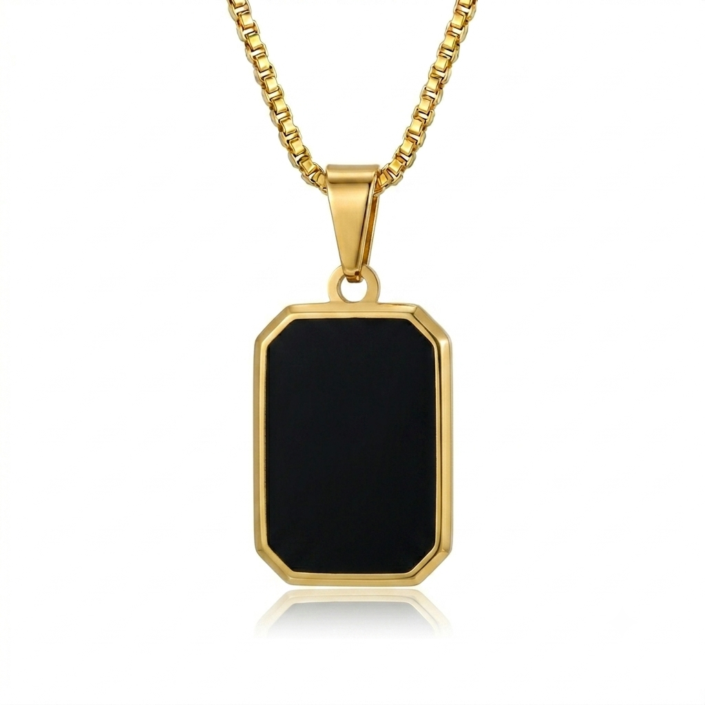 Lotus Double Sided Black & White Necklace - Stainless Steel