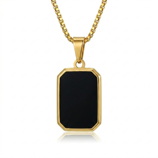 Lotus Double Sided Black & White Necklace - Stainless Steel