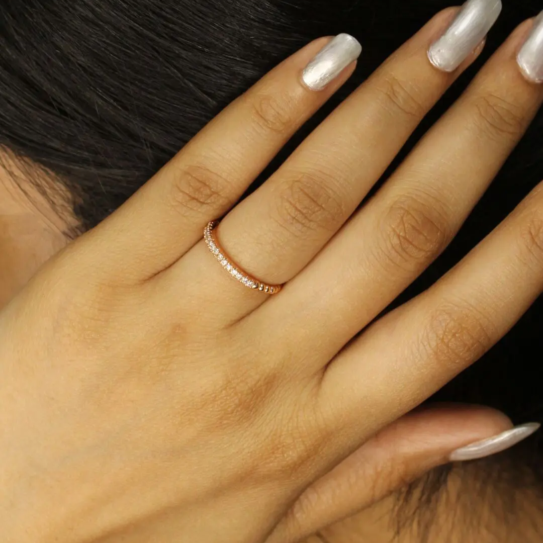 Slim Beads Stud Adjustable Ring - China Gold