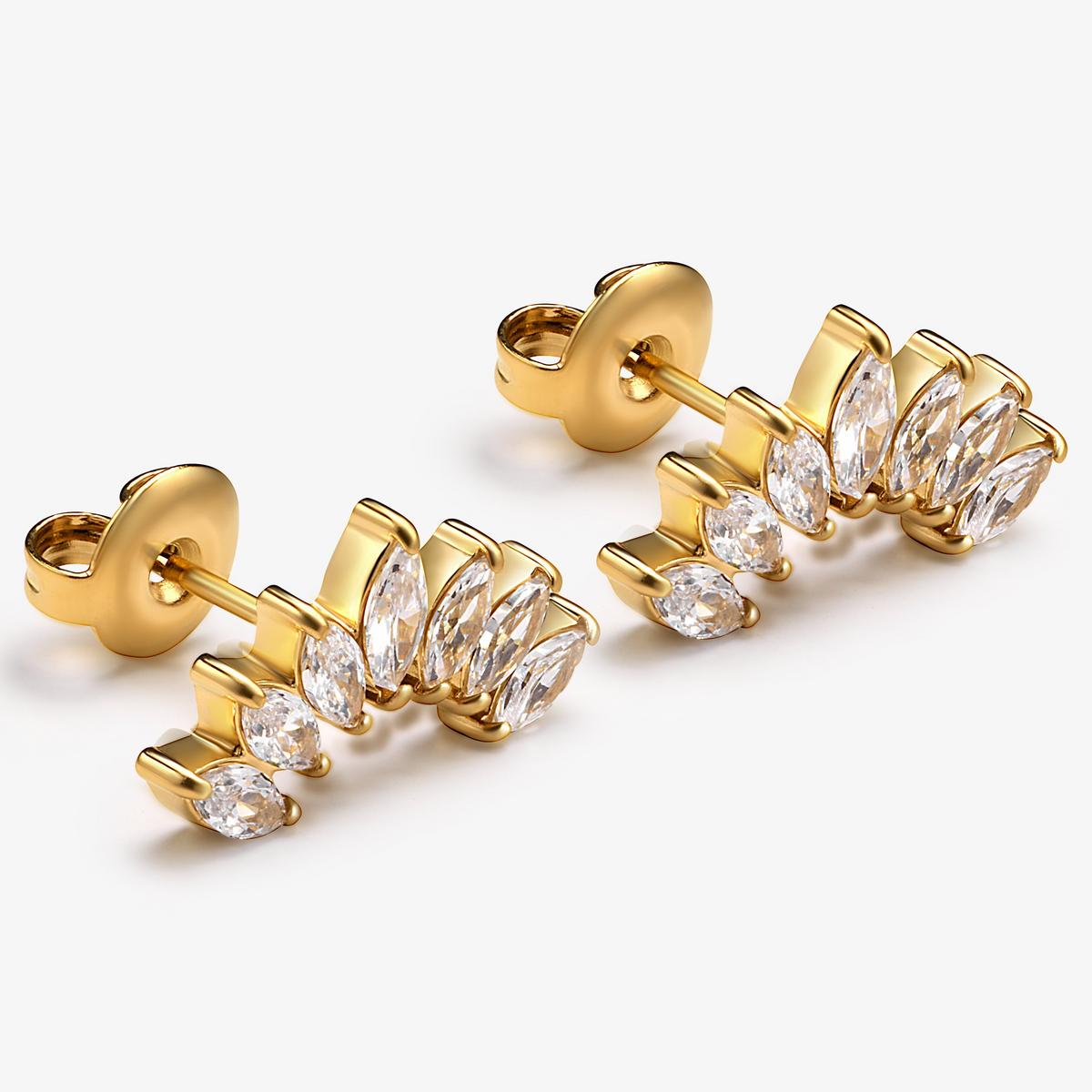 Cluster Leaf Stud Earrings - Stainless Steel