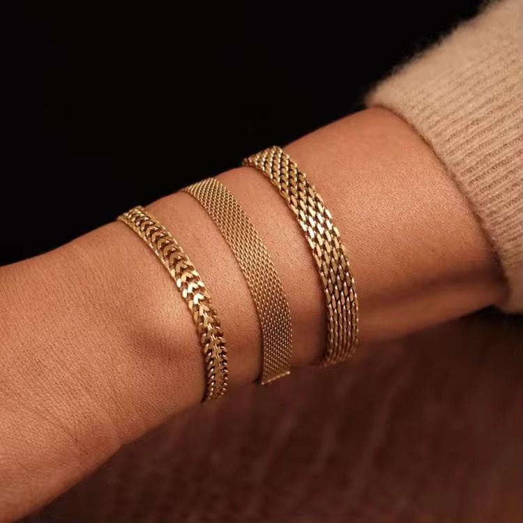3 Bracelets (Rowena + Mesh +Curb) - Stainless Steel