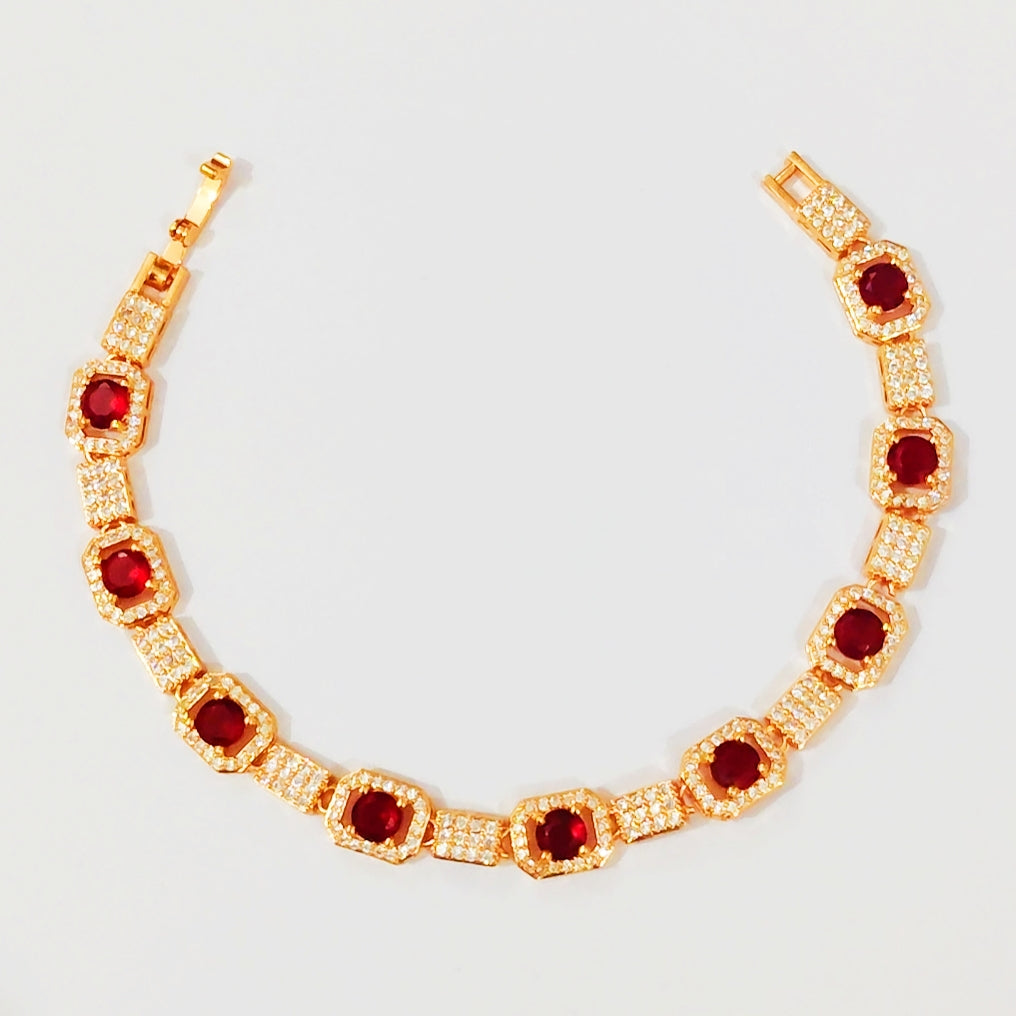 Garnet Red Gold Zircon Bracelet - Premium Quality China Gold