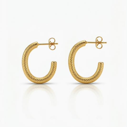 C Mesh Hoop Earrings - Stainless Steel