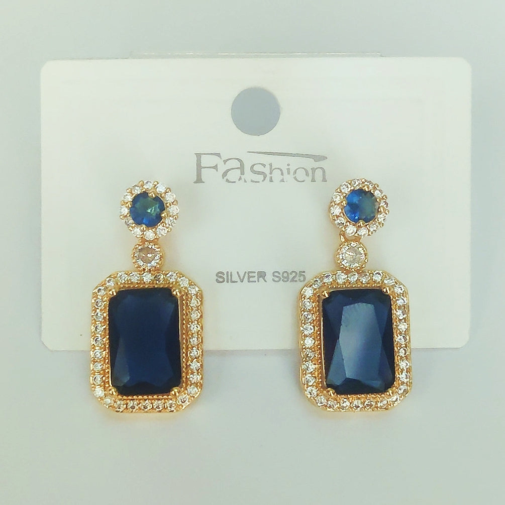 Rectangle Studied Jamni Earrings - 925 Sterling