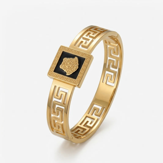 Versace Black Square Stone Bracelet - Stainless Steel