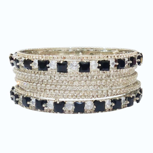 Black Rectangle Bangle Set - Premium Quality China Gold