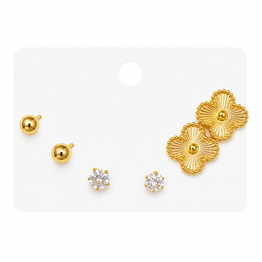 3 Tops (Golden Clover, Round, Diamond) - Stainless Steel
