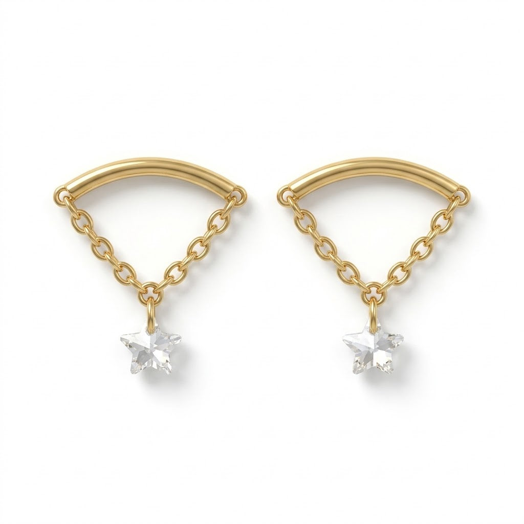 Triangle Star Stud Earrings - Stainless Steel