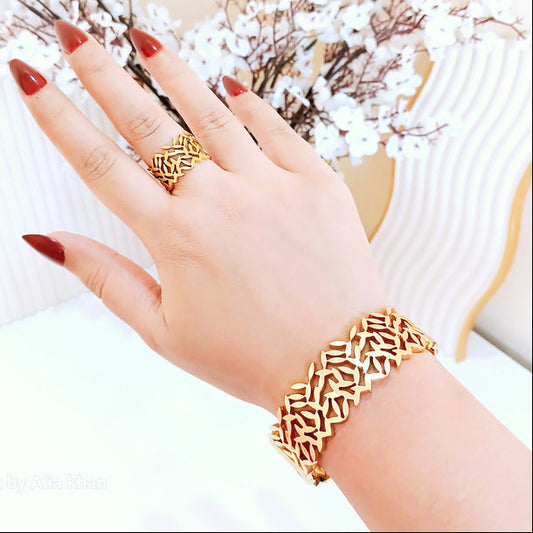 Leafy Luxe Pattern (Bracelet + Ring)
