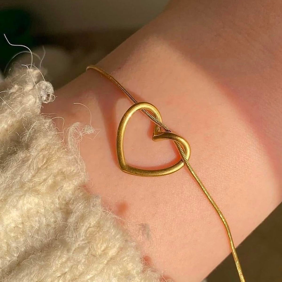 Hollow Heart Bracelet - Stainless Steel