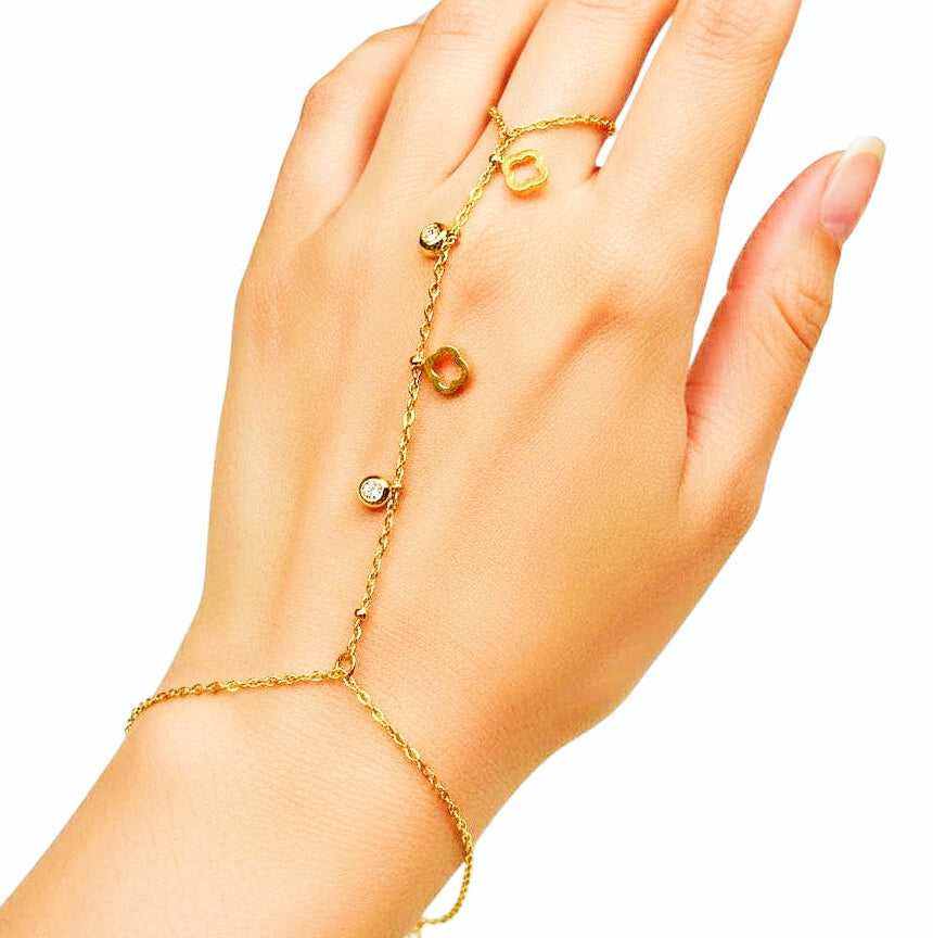 Hollow Star Crystal Hand Chain Bracelet - Stainless Steel