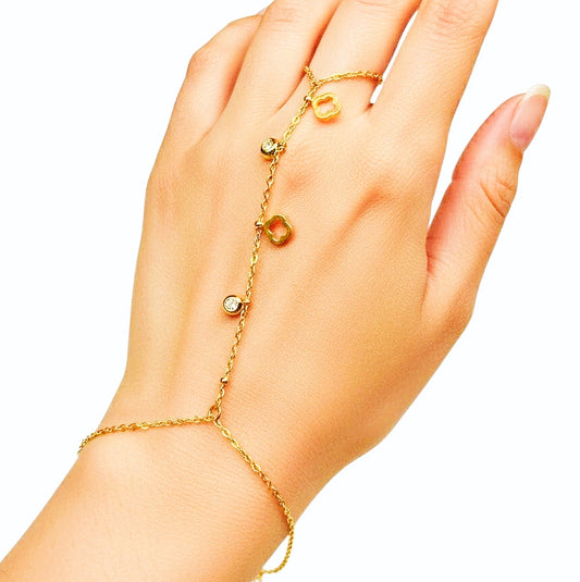 Hollow Star Crystal Hand Chain Bracelet - Stainless Steel