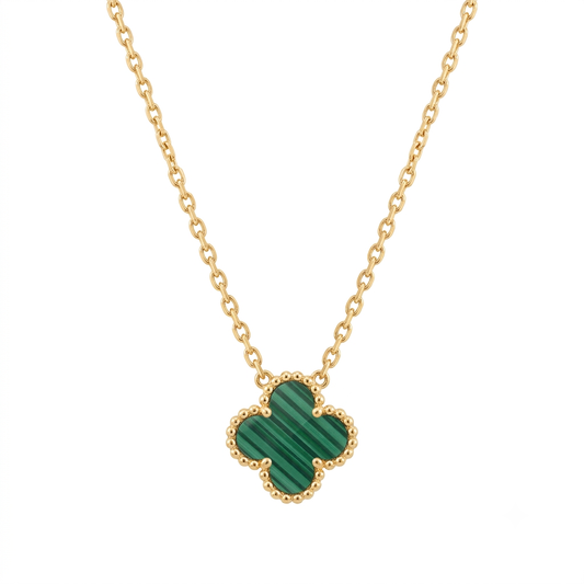 Four Leaf Green Clover Necklace - Stainless Steel