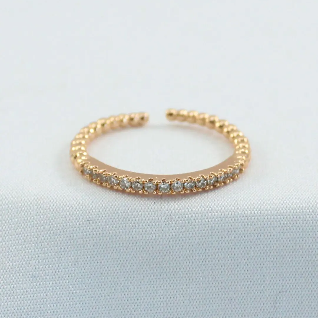 Slim Beads Stud Adjustable Ring - China Gold
