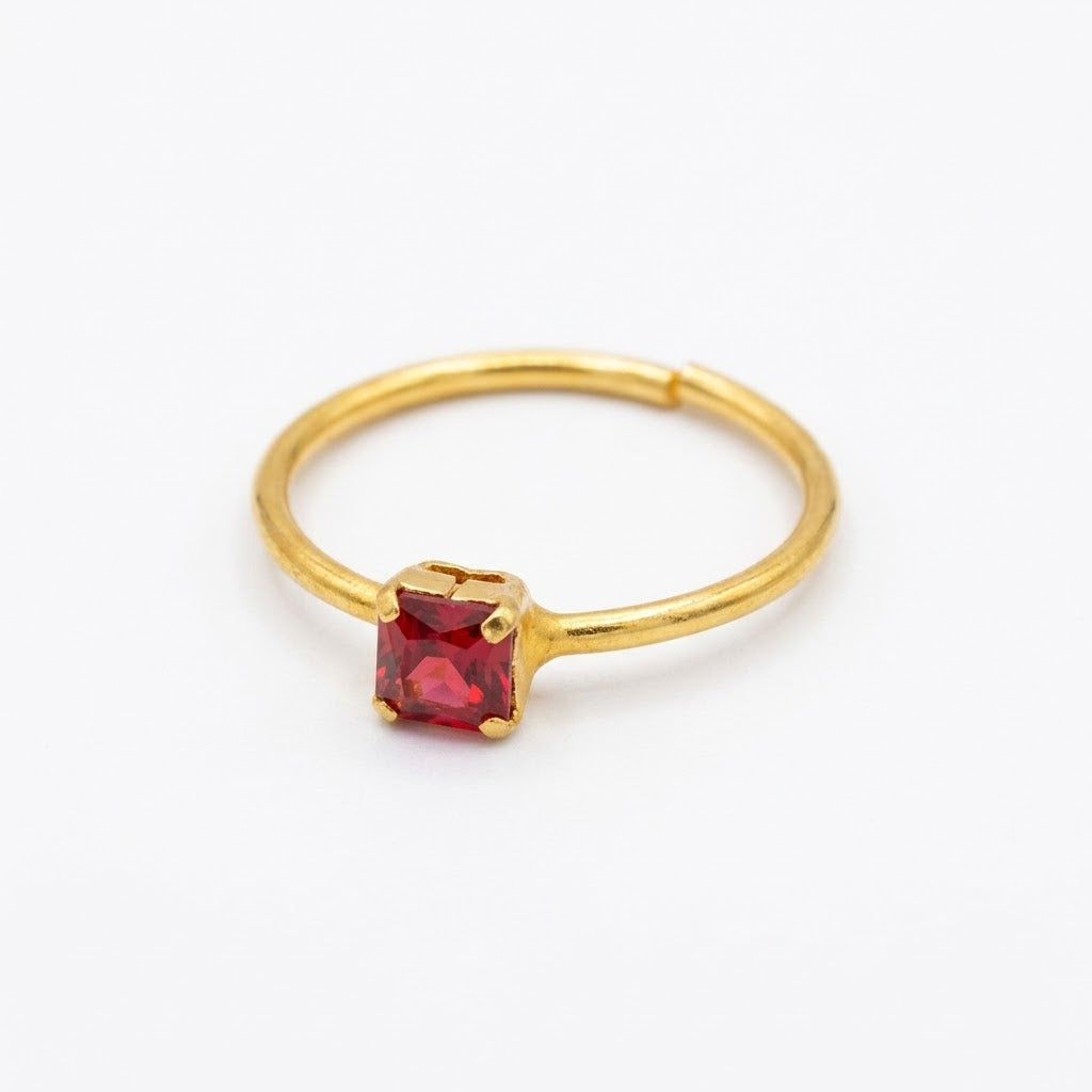 Red Single Diamond Minimalist Nose Ring