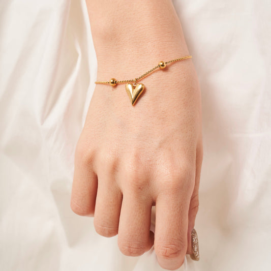 Single Italic Heart Bracelet - Stainless Steel