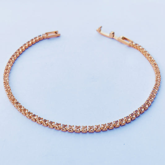 Ultra Slim Gold Tennis Bracelet - Stainless Steel