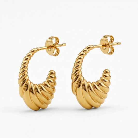 Crossaint C Hoops Earrings - Stainless Steel