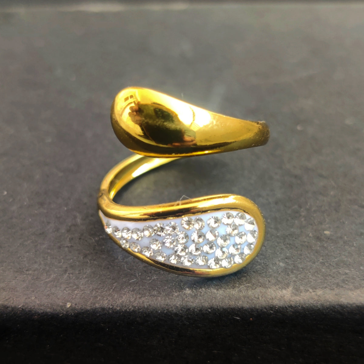 Bubbly Stone Adjustable Ring - Stainless Steel