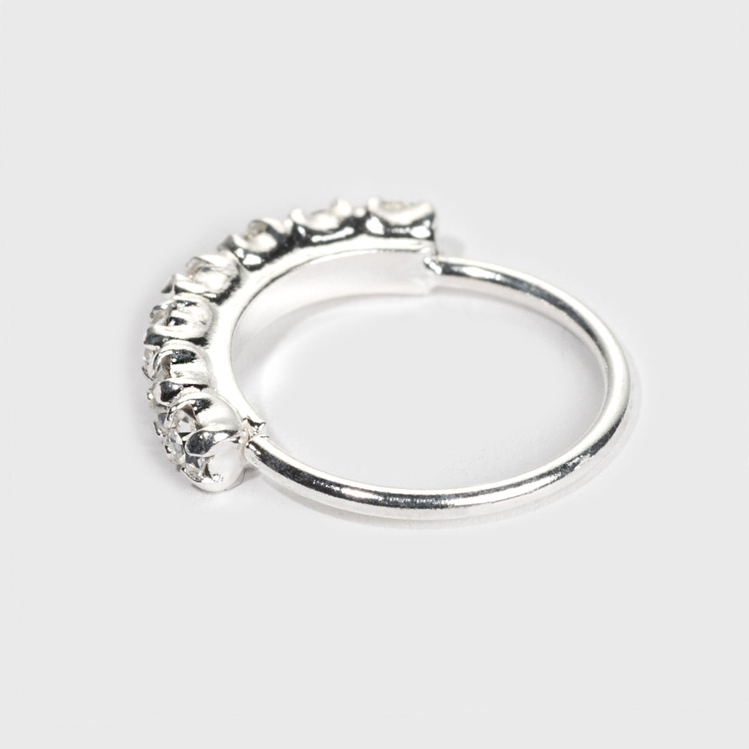Silver Penta Crown Diamond Nose Ring