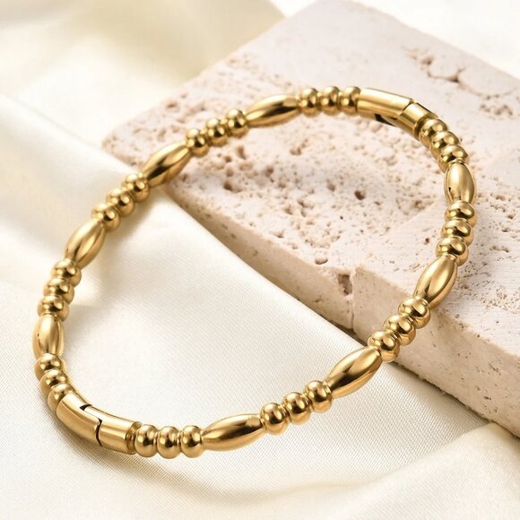 Beads Bamboo Handcuff - Stainless Steel