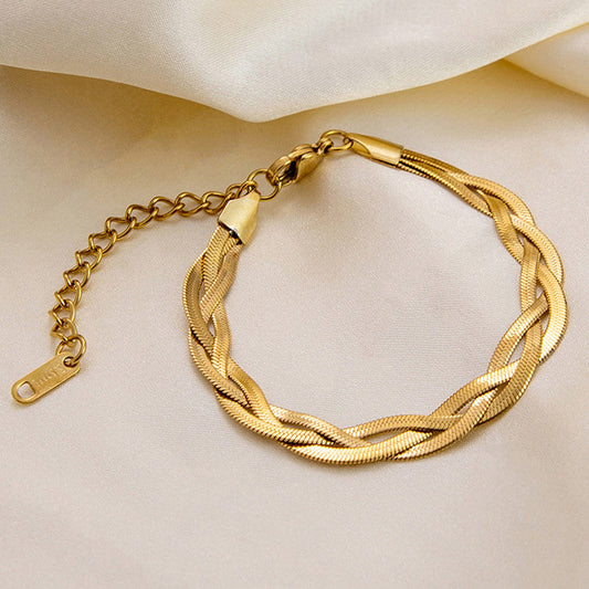 Three Layer Snake Chain Bracelet - Stainless Steel