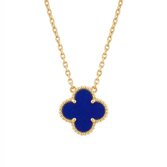 Four Leaf Blue Clover Necklace - Stainless Steel