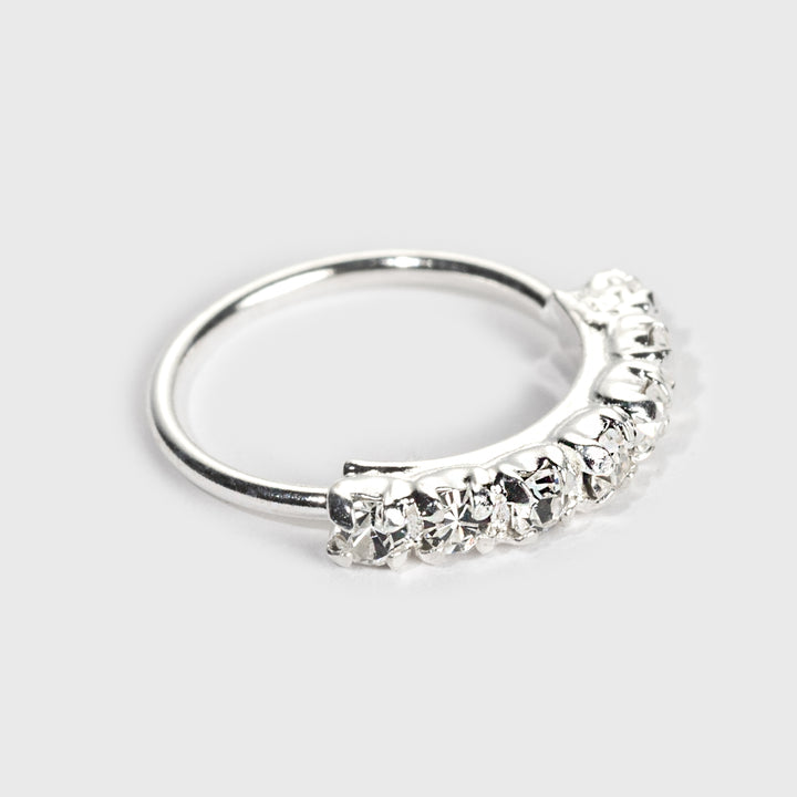 Silver Penta Crown Diamond Nose Ring