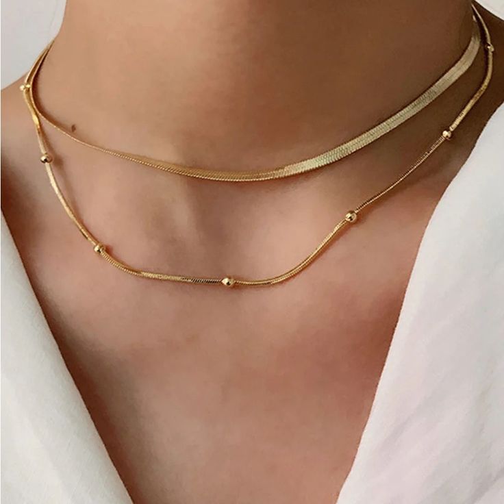 Necklaces (Snake + Thin Beads) - Stainless Steel