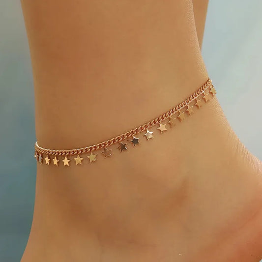 Star Chain Anklet - China Gold