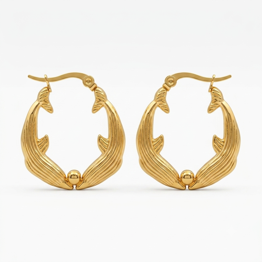 Twin Dolphin Earrings - Stainless Steel