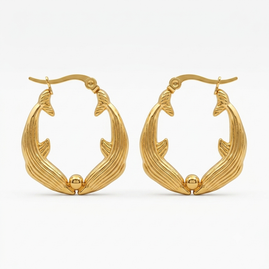 Twin Dolphin Earrings - Stainless Steel