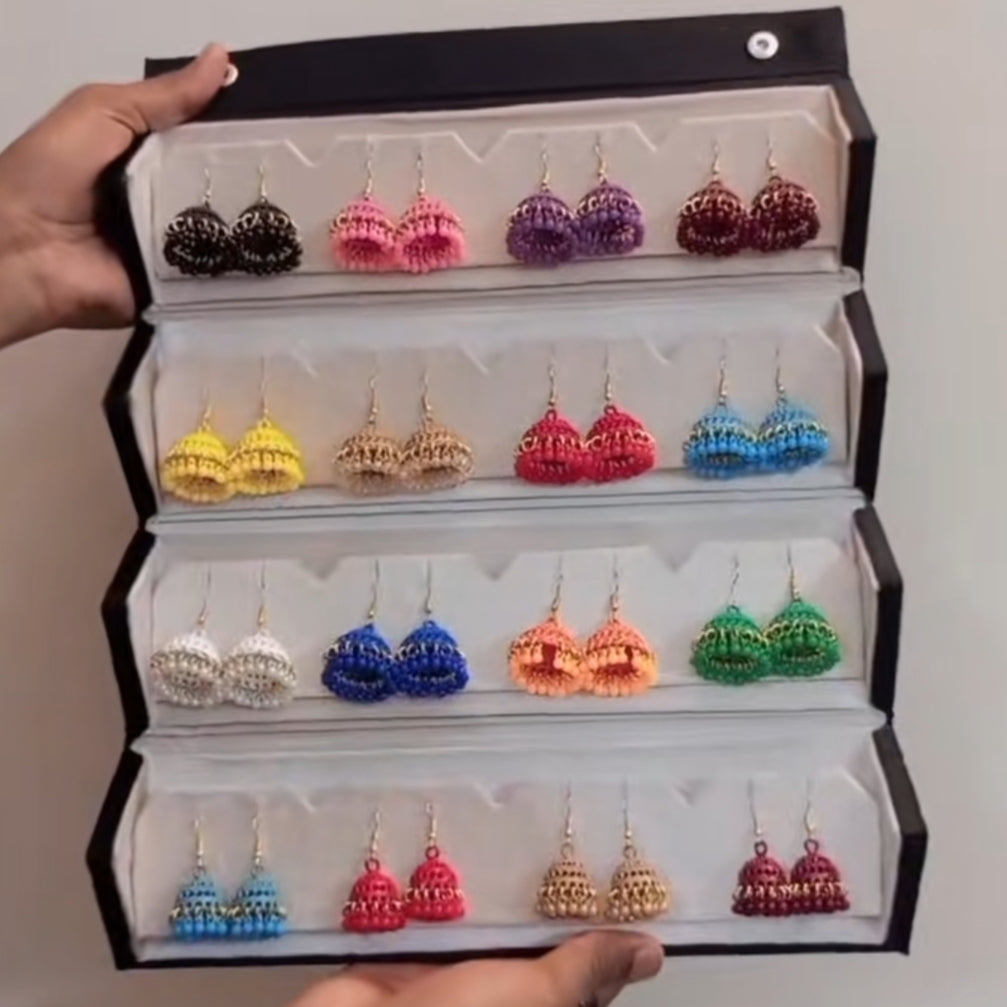 Foldable Velvet 16 Meenakari Jhumka Box