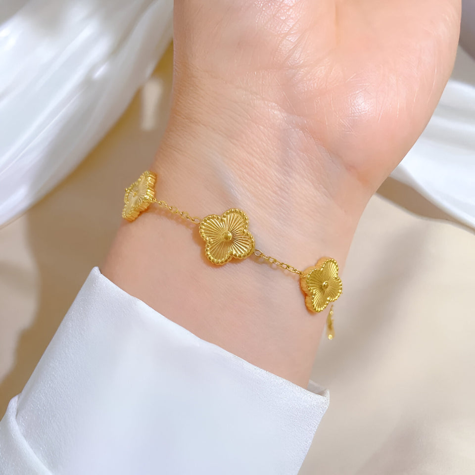4 Leaf Golden Clover Bracelet - Stainless Steel