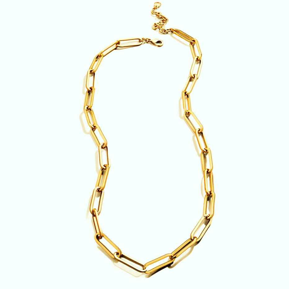 Slim Paper Clip Necklace - Stainless Steel