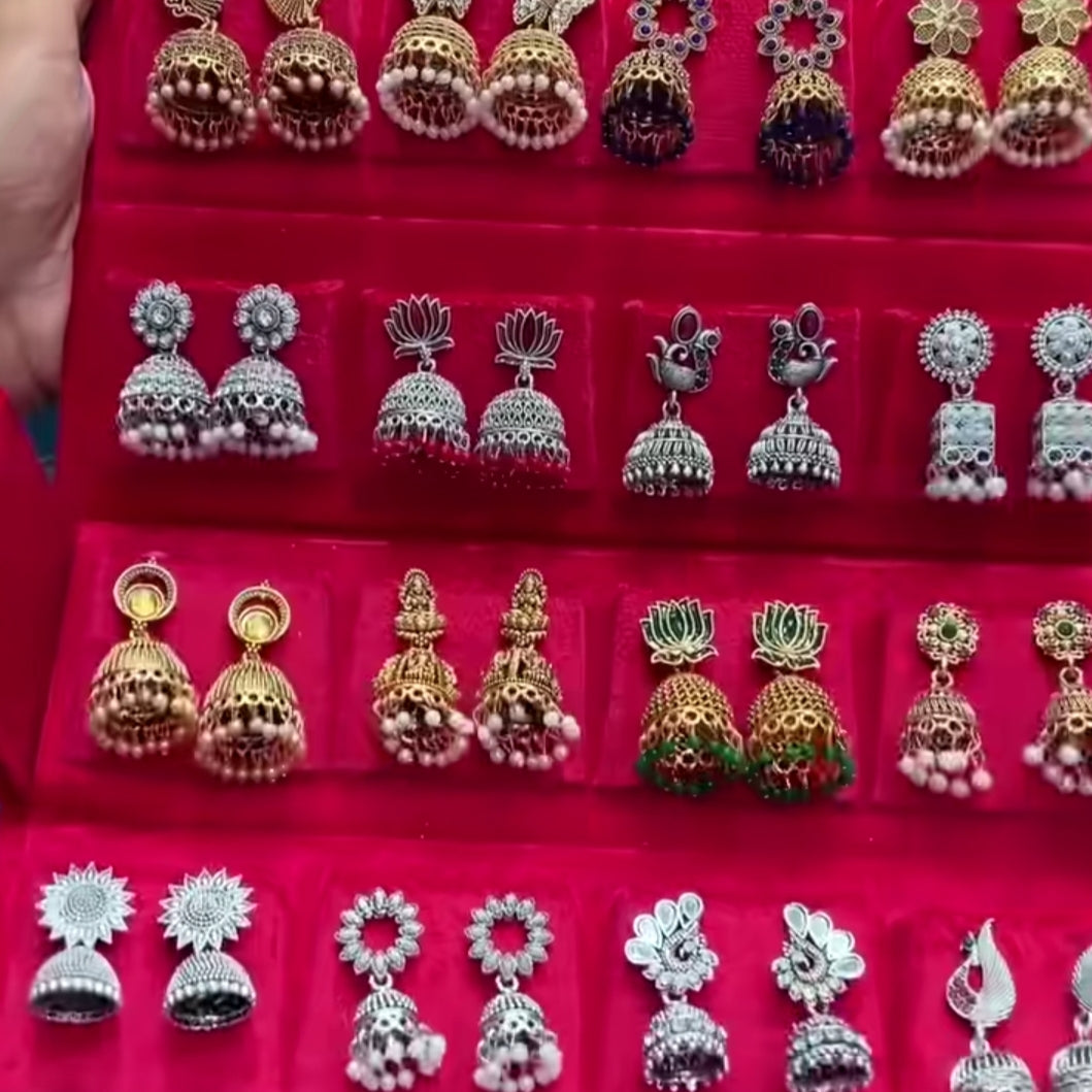 Foldable Velvet 16 Meenakari Jhumka Box