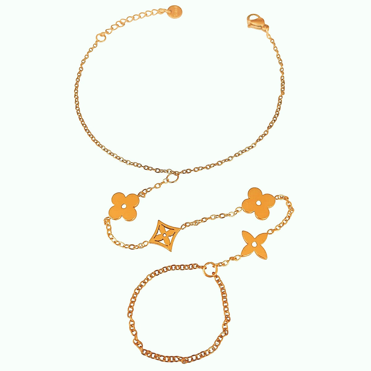 Simple All Gold Hand Chain Bracelet - Stainless Steel