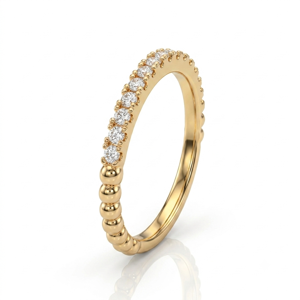 Slim Beads Stud Adjustable Ring - China Gold