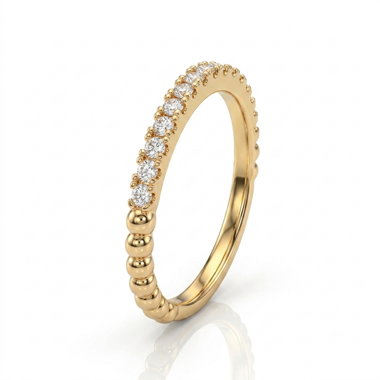 Slim Beads Stud Adjustable Ring - China Gold